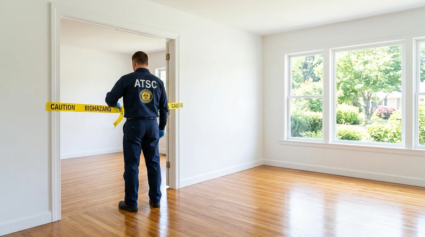 Certified biohazard cleanup crew performing Crime Scene Cleanup in Wharton